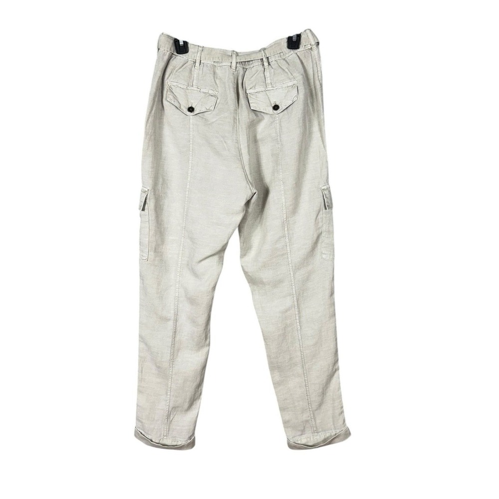 Nicole Miller Womens Linen Cargo Pants Medium Granola Fisherman Coastal Indie - Picture 2 of 5